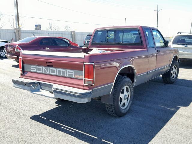 1GTDT19Z1M2537924 - 1991 GMC SONOMA MAROON photo 4