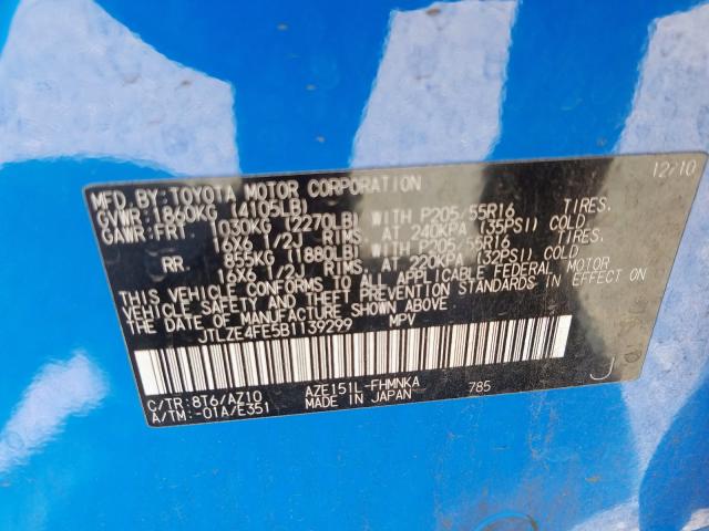 JTLZE4FE5B1139299 - 2011 TOYOTA SCION XB  photo 10