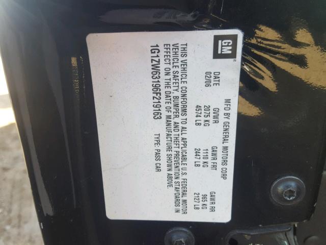 1G1ZW63196F219163 - 2006 CHEVROLET MALIBU MAX შავი ფოტო 10