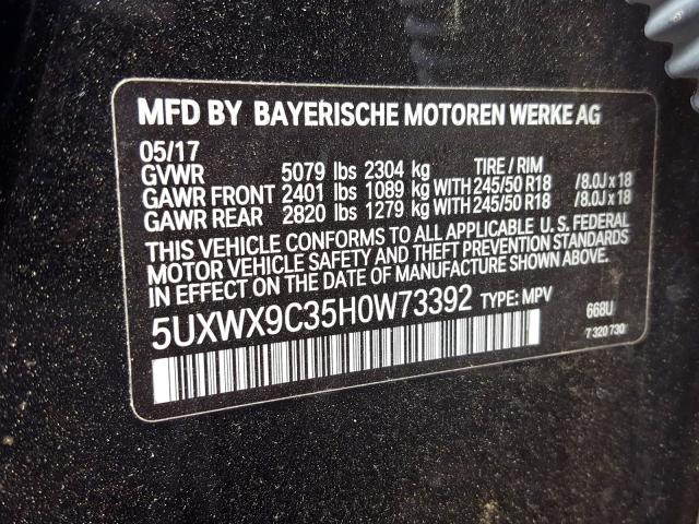 5UXWX9C35H0W73392 - 2017 BMW X3 XDRIVE28I  photo 10