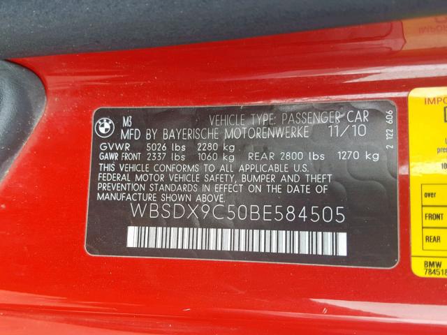 WBSDX9C50BE584505 - 2011 BMW M3 RED photo 10