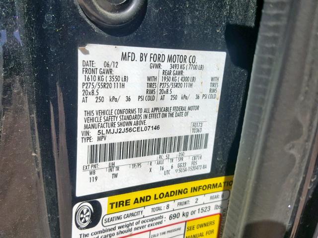 5LMJJ2J56CEL07146 - 2012 LINCOLN NAVIGATOR 黑色 照片 10