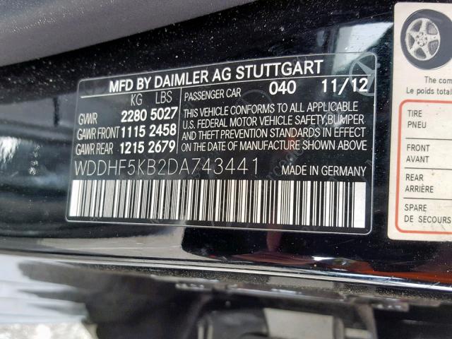 WDDHF5KB2DA743441 - 2013 MERCEDES-BENZ E 350 BLACK photo 10