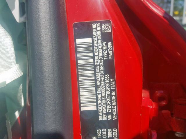 ZFBCFXET0GP361658 - 2016 FIAT 500X TREKK RED photo 10