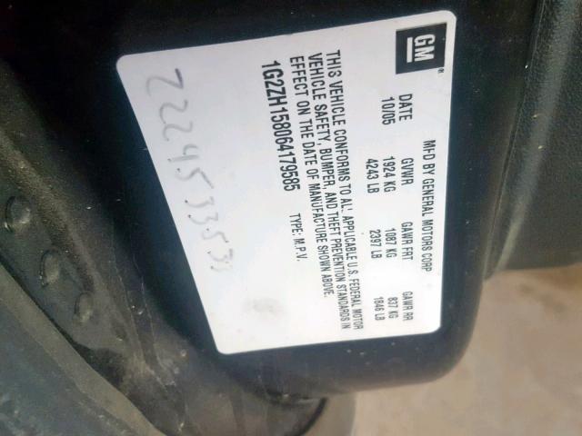 1G2ZH158064179585 - 2006 PONTIAC G6 GT BLACK photo 10