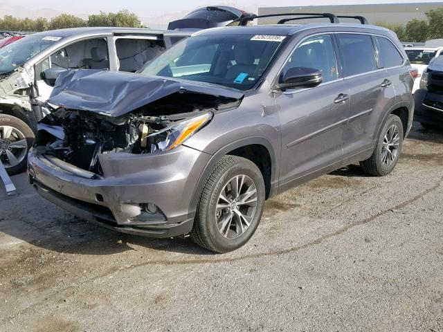 5TDKKRFH6GS500790 - 2016 TOYOTA HIGHLANDER GRAY photo 2