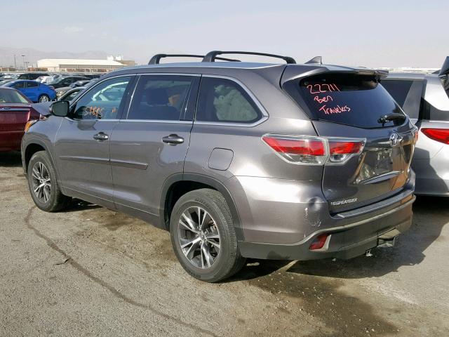 5TDKKRFH6GS500790 - 2016 TOYOTA HIGHLANDER GRAY photo 3