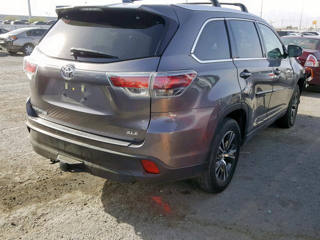 5TDKKRFH6GS500790 - 2016 TOYOTA HIGHLANDER GRAY photo 4