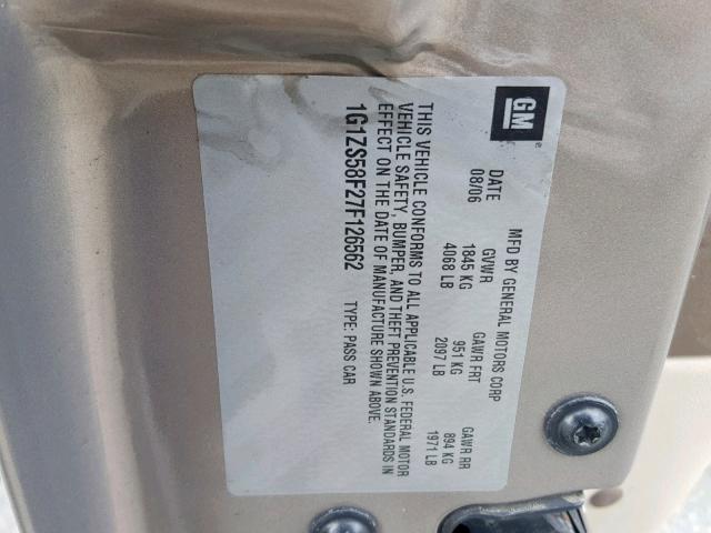 1G1ZS58F27F126562 - 2007 CHEVROLET MALIBU LS GRAY photo 10