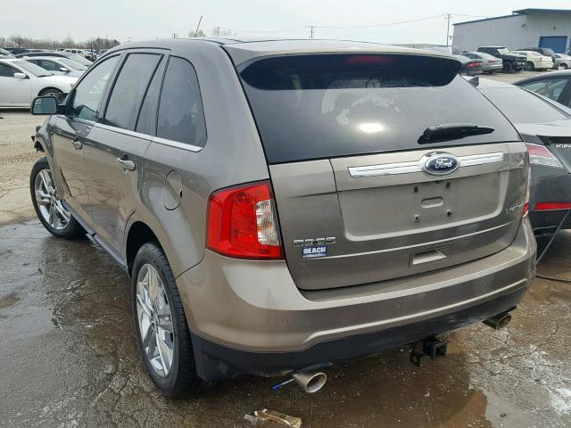 2FMDK3KC8EBB16438 - 2014 FORD EDGE LIMIT BROWN photo 3