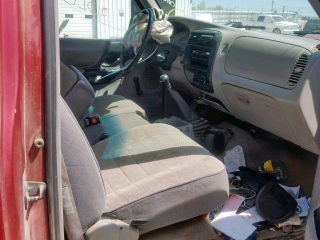 1FTCR10A7SUA73086 - 1995 FORD RANGER MAROON photo 5