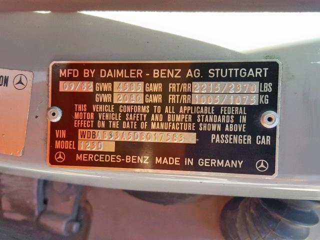 WDBAB33A5DB017583 - 1983 MERCEDES-BENZ 300 DT BLUE photo 10