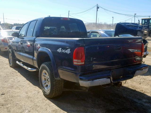 1D7HG38X63S221828 - 2003 DODGE DAKOTA QUA BLUE photo 3