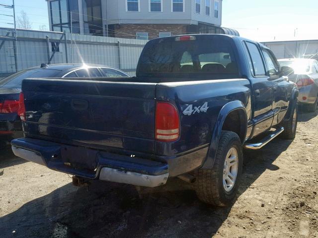 1D7HG38X63S221828 - 2003 DODGE DAKOTA QUA BLUE photo 4