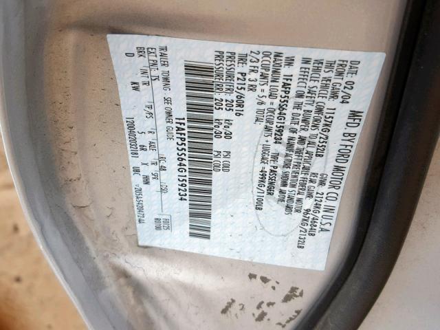 1FAFP55S64G159234 - 2004 FORD TAURUS SES SILVER photo 10