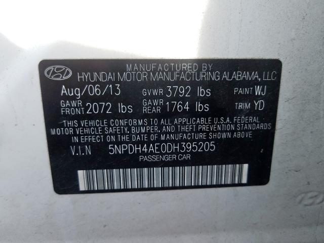 5NPDH4AE0DH395205 - 2013 HYUNDAI ELANTRA GLS  photo 10