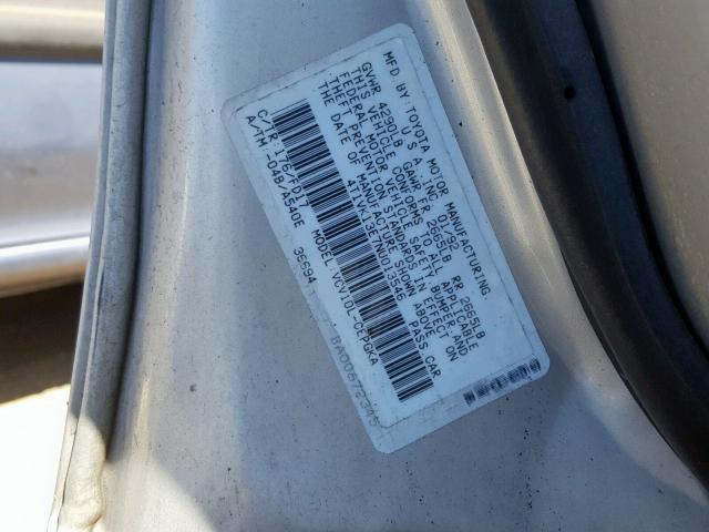 4T1VK13E7NU013546 - 1992 TOYOTA CAMRY XLE SILVER photo 10