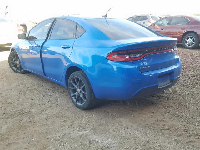 1C3CDFAA1GD529833 - 2016 DODGE DART SE BLUE photo 3