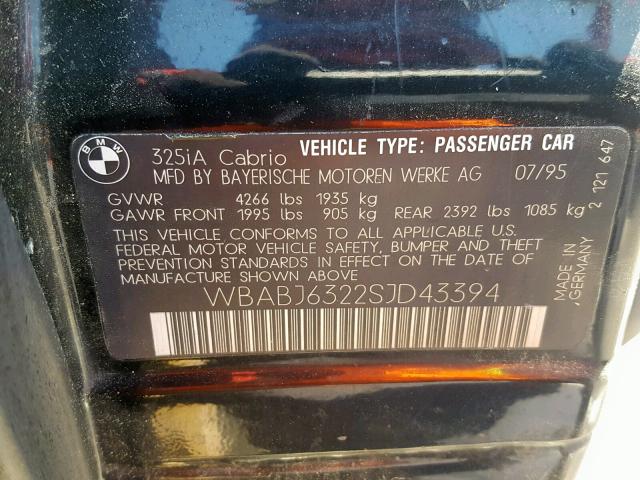 WBABJ6322SJD43394 - 1995 BMW 325 IC AUT BLACK photo 10