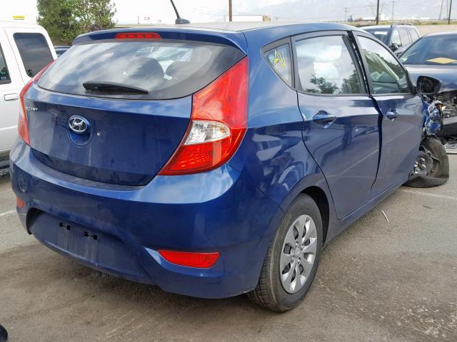 KMHCT5AE6GU261112 - 2016 HYUNDAI ACCENT SE BLUE photo 4