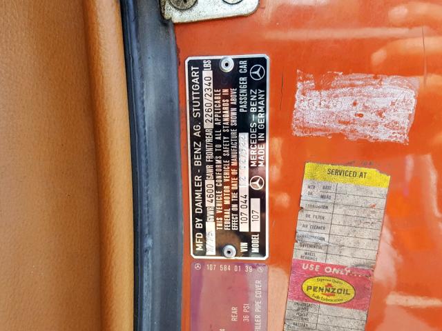 10704412027922 - 1973 MERCEDES-BENZ 450SL ORANGE photo 10