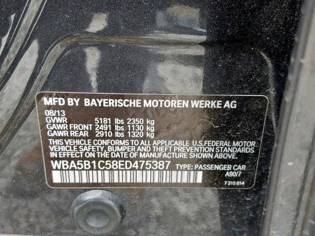 WBA5B1C58ED475387 - 2014 BMW 535 I BLACK photo 10