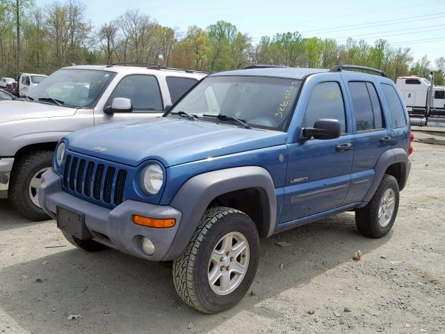 1J4GL48K94W286558 - 2004 JEEP LIBERTY SP BLUE photo 2