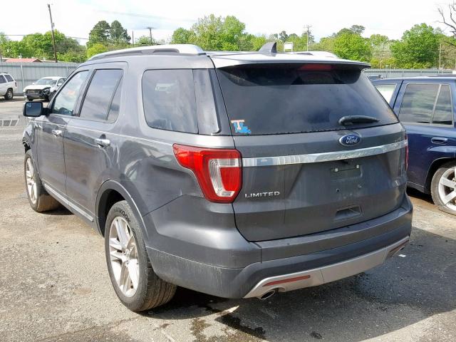 1FM5K7F87HGC17968 - 2017 FORD EXPLORER L CHARCOAL photo 3