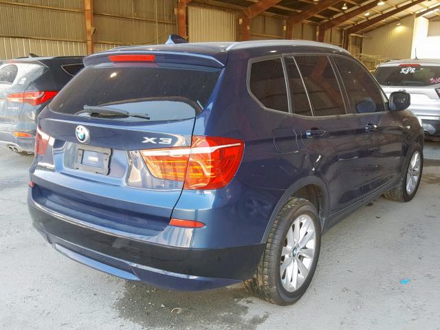 5UXWX9C5XD0A16733 - 2013 BMW X3 XDRIVE2 BLUE photo 4