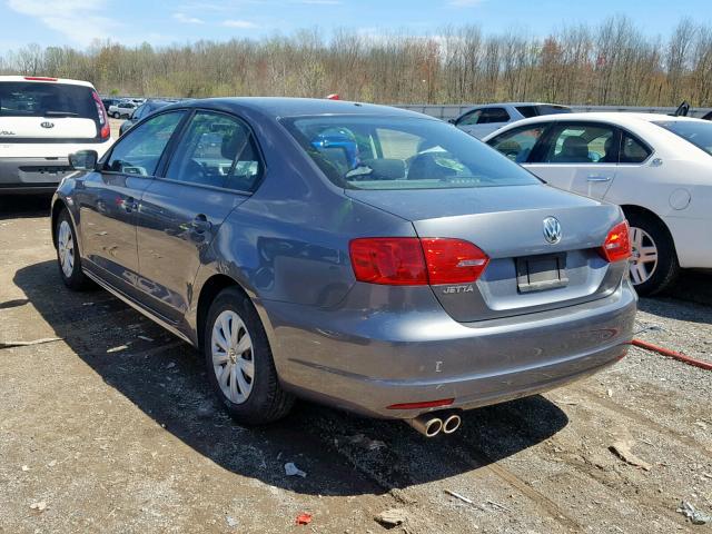 3VW2K7AJ3CM307132 - 2012 VOLKSWAGEN JETTA BASE GRAY photo 3