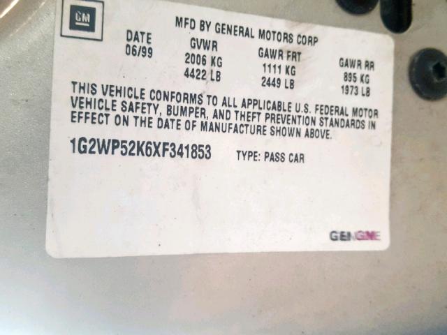1G2WP52K6XF341853 - 1999 PONTIAC GRAND PRIX SILVER photo 10