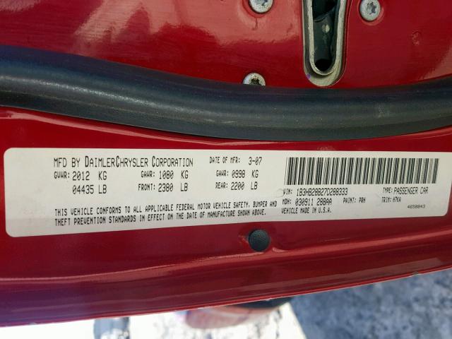 1B3HB28B27D288333 - 2007 DODGE CALIBER RED photo 10