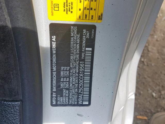 WBALZ5C50CC619561 - 2012 BMW 650 XI Gümüş foto 10