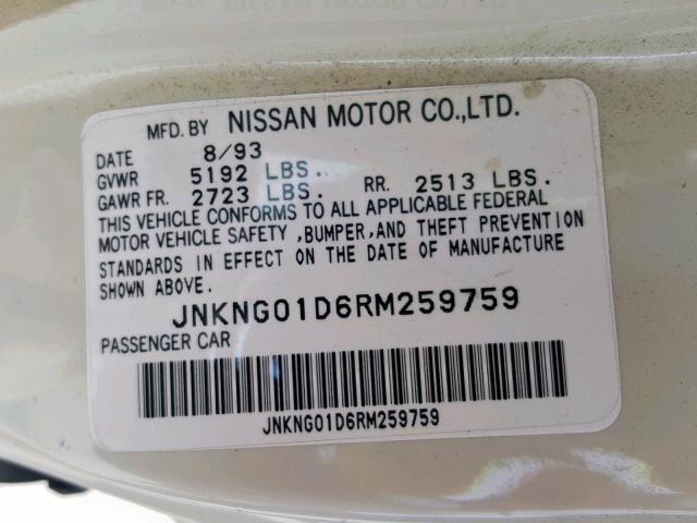 JNKNG01D6RM259759 - 1994 INFINITI Q45 CREAM photo 10