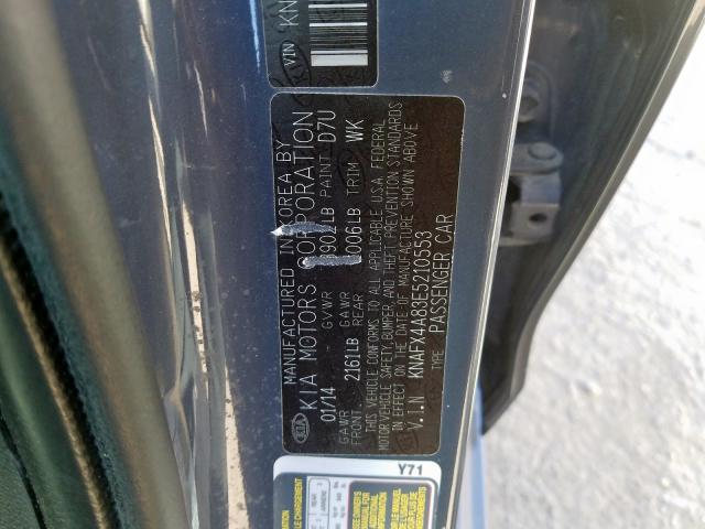 KNAFX4A83E5210553 - 2014 KIA FORTE EX  photo 10