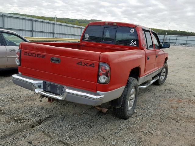 1B7GG2ANX1S186104 - 2001 DODGE DAKOTA QUA RED photo 4