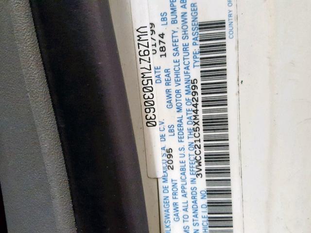 3VWCC21C5XM442995 - 1999 VOLKSWAGEN NEW BEETLE Weiß Foto 10