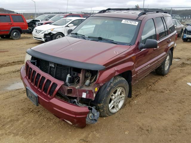 1J4GW58N1YC120937 - 2000 JEEP GRAND CHER RED photo 2