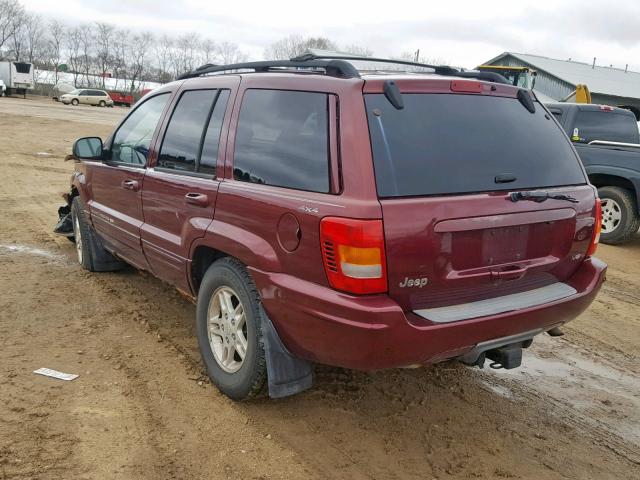 1J4GW58N1YC120937 - 2000 JEEP GRAND CHER RED photo 3