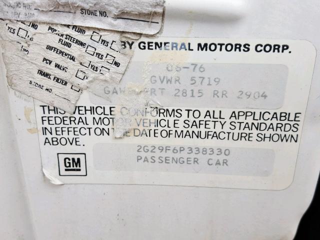 2G29F6P338330 - 1976 PONTIAC GRAND LEMA WHITE photo 10