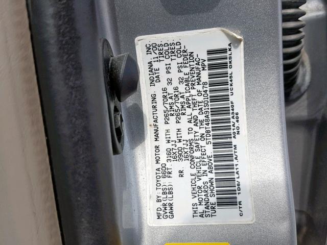 5TDBT48A91S010478 - 2001 TOYOTA SEQUOIA LI SILVER photo 10