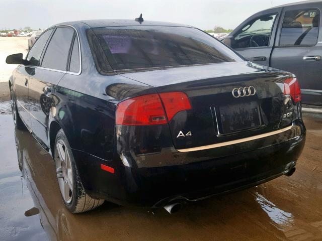 WAUAF78EX8A007133 - 2008 AUDI A4 2.0T BLACK photo 3