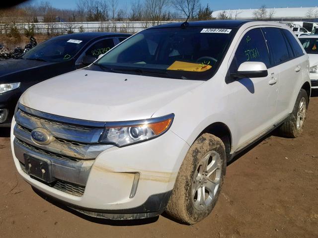 2FMDK4JC9EBA29302 - 2014 FORD EDGE SEL WHITE photo 2