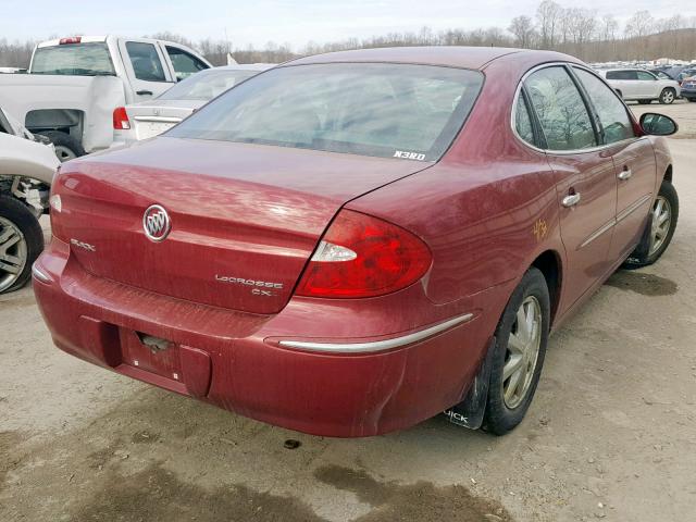 2G4WD532951337525 - 2005 BUICK LACROSSE C RED photo 4