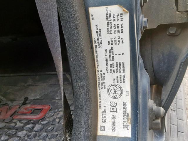 1GTDT13E078139059 - 2007 GMC CANYON BLUE photo 10
