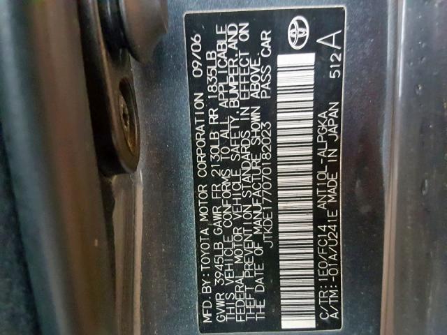 JTKDE177070182023 - 2007 TOYOTA SCION TC CHARCOAL photo 10