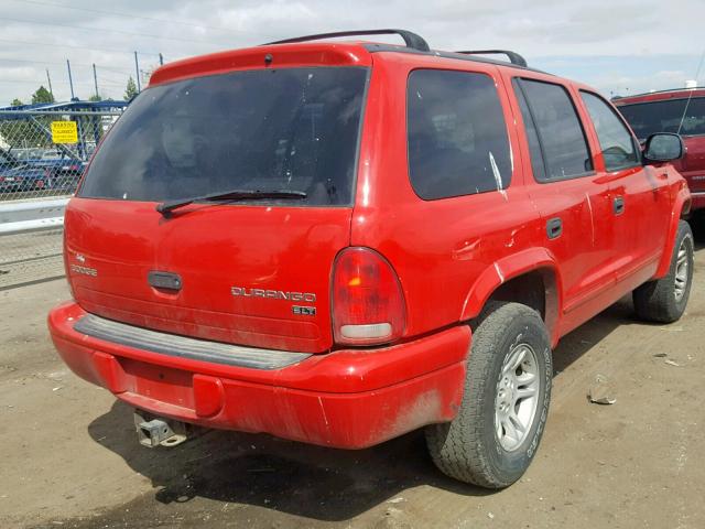 1D4HS48N73F572126 - 2003 DODGE DURANGO SL RED photo 4