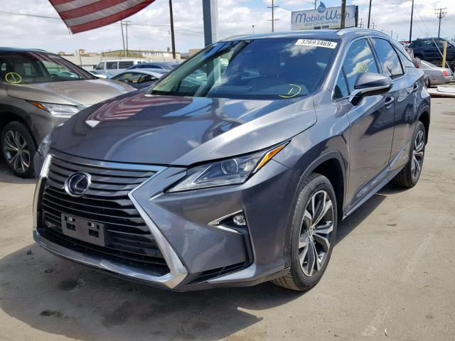 2T2BGMCA9JC021674 - 2018 LEXUS RX 450H GRAY photo 2