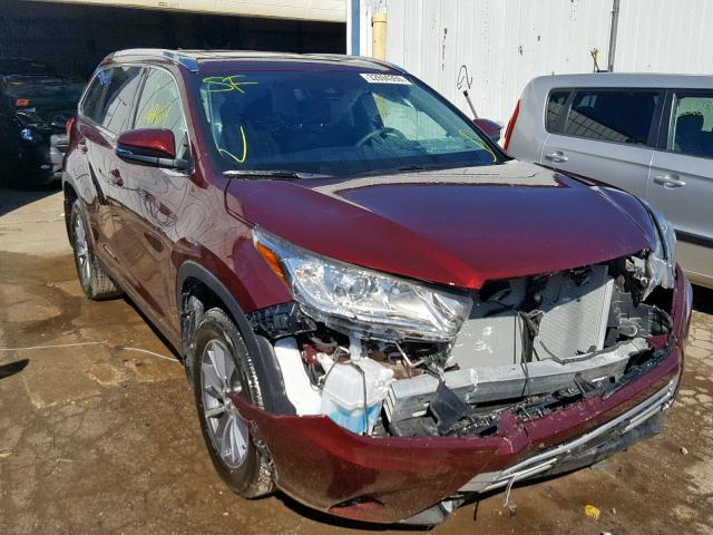 5TDJZRFH9KS915800 - 2019 TOYOTA HIGHLANDER MAROON photo 1