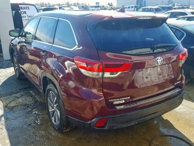 5TDJZRFH9KS915800 - 2019 TOYOTA HIGHLANDER MAROON photo 3